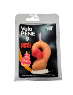 DIABLO PICANTE PENIS CANDLE IN THE SHAPE OF THE NUMBER 9 FLESH COLOR