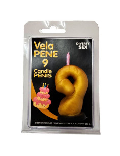 DIABLO PICANTE PENIS CANDLE IN THE SHAPE OF THE NUMBER 0 GOLD COLOR