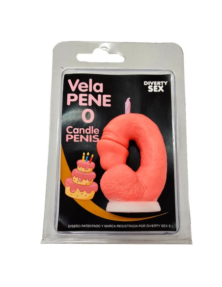 DIABLO PICANTE PENIS CANDLE IN THE SHAPE OF THE NUMBER 0 PINK COLOR