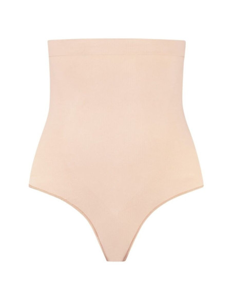 BYE BRA SOFT TOUCH SEAMLESS HIGH WAIST THONG BEIGE SIZE S