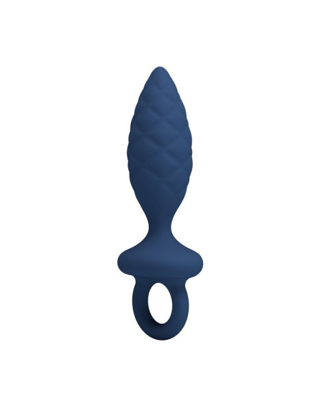 MR PLAY TEXTURED ANAL PLUG WITH RING BLUE L