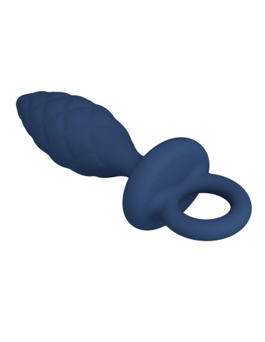 MR PLAY TEXTURED ANAL PLUG WITH RING BLUE L