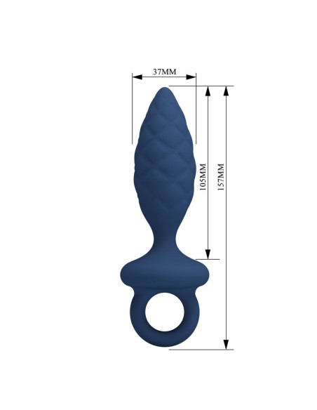 MR PLAY TEXTURED ANAL PLUG WITH RING BLUE L