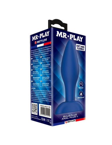 MR PLAY TAPERED SILICONE ANAL PLUG BLUE L
