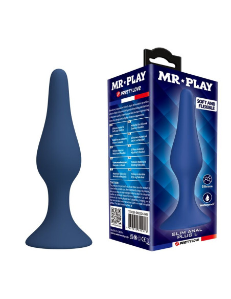MR PLAY SLIM SILICONE ANAL PLUG BLUE L