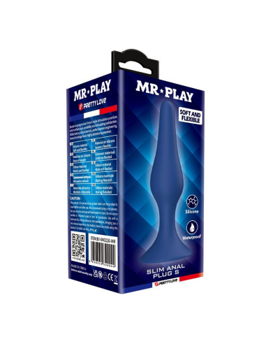 MR PLAY BLUE SILICONE SLIM ANAL PLUG SIZE S