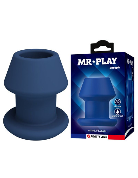 MR PLAY JACK BLUE SILICONE HOLLOW ANAL PLUG SIZE S