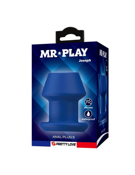 MR PLAY JACK BLUE SILICONE HOLLOW ANAL PLUG SIZE S