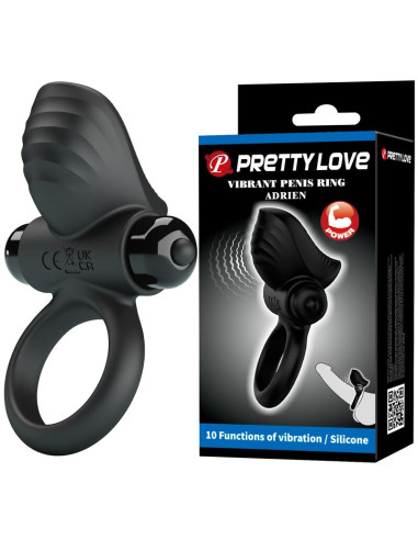 PRETTY LOVE ADRIEN VIBRATING PENIS RING 10 FUNCTIONS BLACK