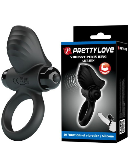 PRETTY LOVE ADRIEN VIBRATING PENIS RING 10 FUNCTIONS BLACK