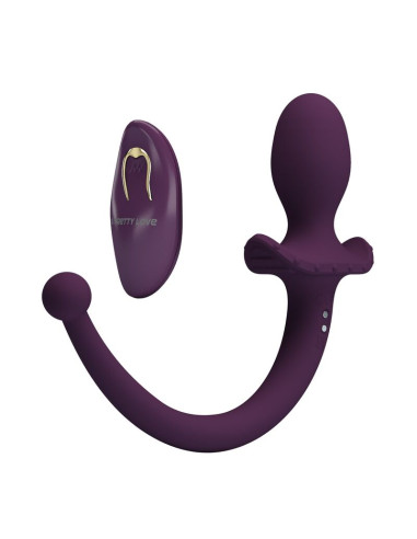 PRETTY LOVE LIOEA VIBRATING ANAL PLUG WITH TAIL 12 FUNCTIONS PURPLE REMOTE CONTROL