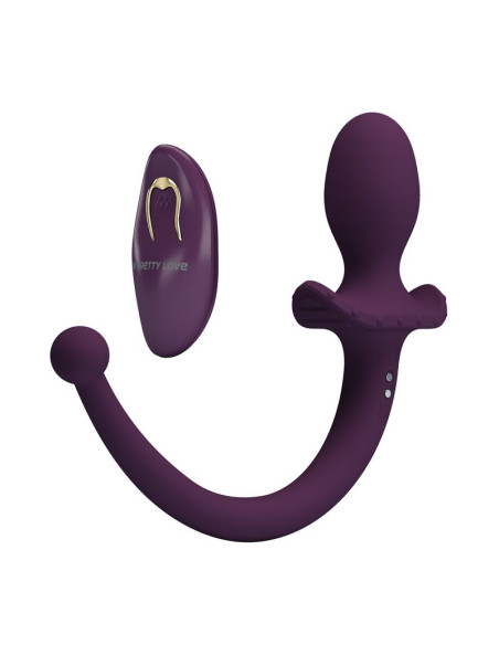 PRETTY LOVE LIOEA VIBRATING ANAL PLUG WITH TAIL 12 FUNCTIONS PURPLE REMOTE CONTROL