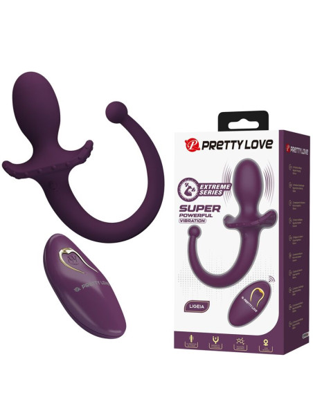 PRETTY LOVE LIOEA VIBRATING ANAL PLUG WITH TAIL 12 FUNCTIONS PURPLE REMOTE CONTROL