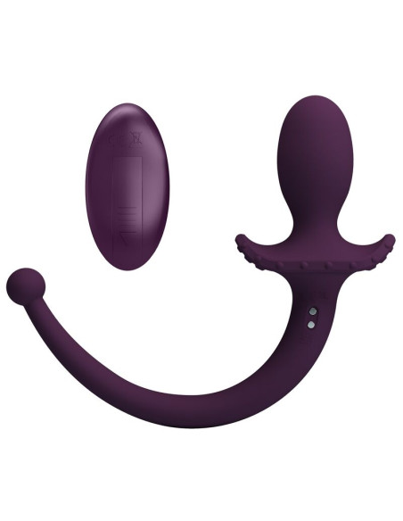 PRETTY LOVE LIOEA VIBRATING ANAL PLUG WITH TAIL 12 FUNCTIONS PURPLE REMOTE CONTROL