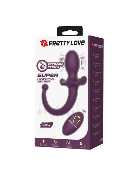 PRETTY LOVE LIOEA VIBRATING ANAL PLUG WITH TAIL 12 FUNCTIONS PURPLE REMOTE CONTROL