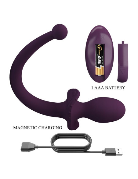 PRETTY LOVE LIOEA VIBRATING ANAL PLUG WITH TAIL 12 FUNCTIONS PURPLE REMOTE CONTROL