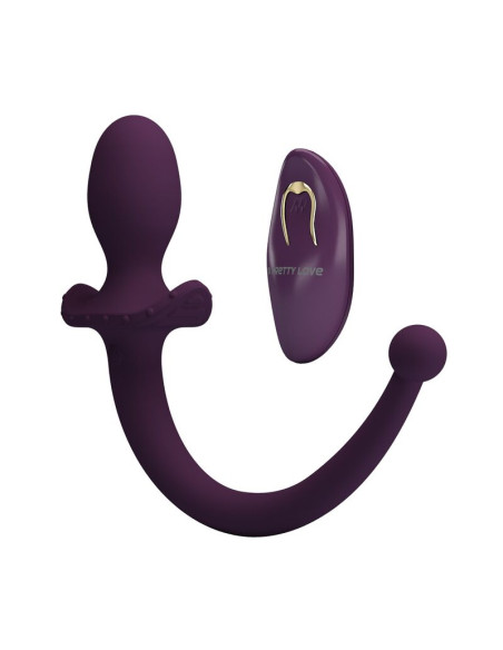 PRETTY LOVE LIOEA VIBRATING ANAL PLUG WITH TAIL 12 FUNCTIONS PURPLE REMOTE CONTROL