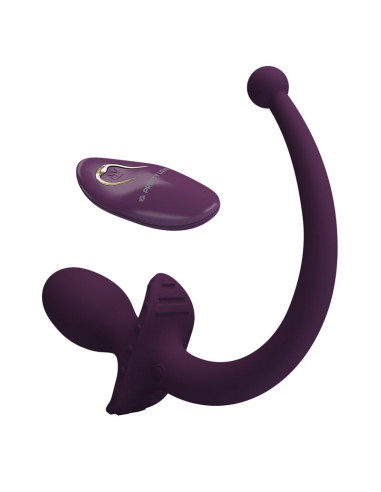 PRETTY LOVE LIOEA VIBRATING ANAL PLUG WITH TAIL 12 FUNCTIONS PURPLE REMOTE CONTROL