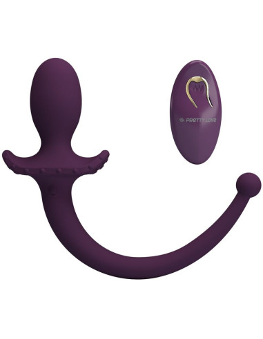PRETTY LOVE LIOEA VIBRATING ANAL PLUG WITH TAIL 12 FUNCTIONS PURPLE REMOTE CONTROL