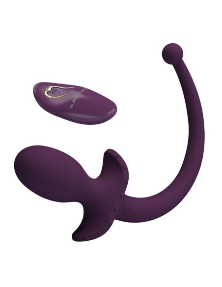 PRETTY LOVE LIOEA VIBRATING ANAL PLUG WITH TAIL 12 FUNCTIONS PURPLE REMOTE CONTROL