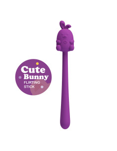 PRETTY LOVE CUTE BUNNY FLIRTING STICK FLEXIBLE VIBRATOR USB RECHARGEABLE PURPLE