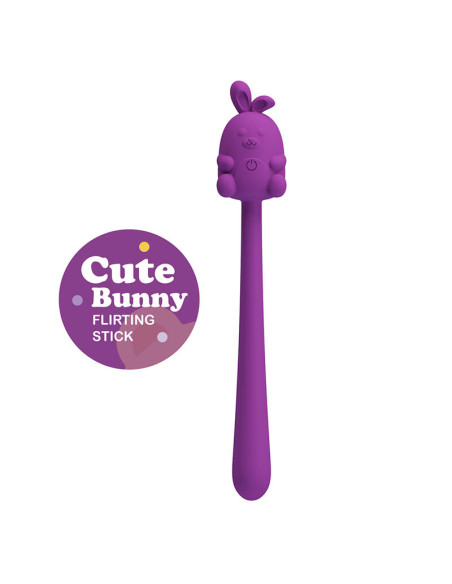 PRETTY LOVE CUTE BUNNY FLIRTING STICK FLEXIBLE VIBRATOR USB RECHARGEABLE PURPLE
