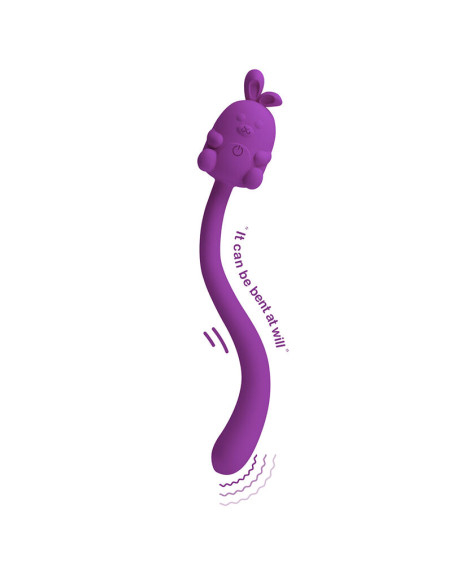 PRETTY LOVE CUTE BUNNY FLIRTING STICK FLEXIBLE VIBRATOR USB RECHARGEABLE PURPLE