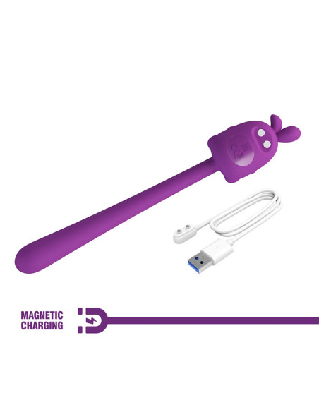 PRETTY LOVE CUTE BUNNY FLIRTING STICK FLEXIBLE VIBRATOR USB RECHARGEABLE PURPLE