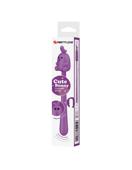 PRETTY LOVE CUTE BUNNY FLIRTING STICK FLEXIBLE VIBRATOR USB RECHARGEABLE PURPLE