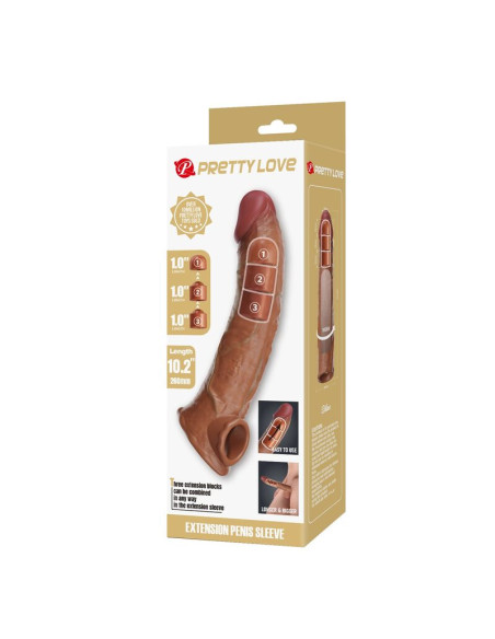 PRETTY LOVE ADJUSTABLE PENIS EXTENSION SLEEVE 26 CM O 4 CM BROWN