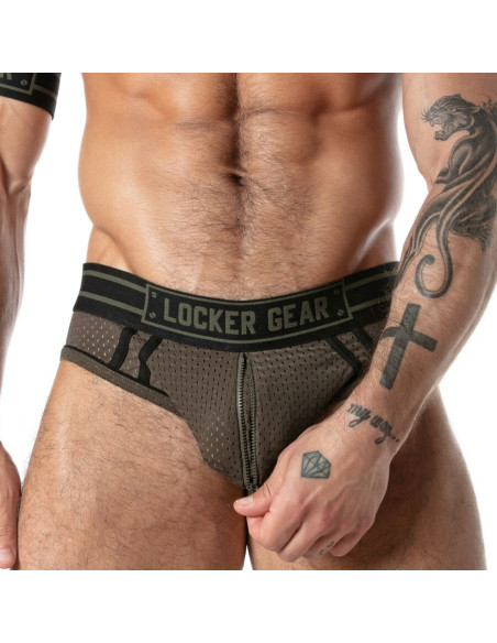 LOCKER GEAR SPORT MESH JOCK BRIEF KHAKI S