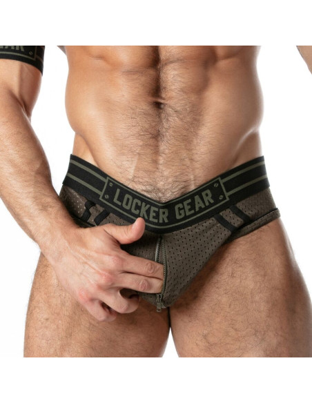 LOCKER GEAR SPORT MESH JOCK BRIEF KHAKI S