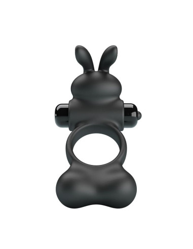 PRETTY LOVE VIBRATING PENIS RING WITH BUNNY STIMULATOR 10 FUNCTIONS BLACK