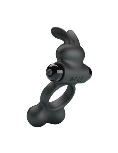 PRETTY LOVE VIBRATING PENIS RING WITH BUNNY STIMULATOR 10 FUNCTIONS BLACK 2