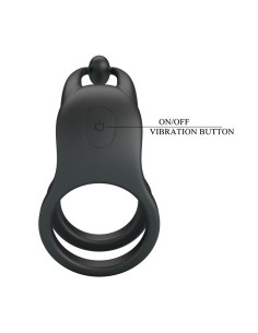PRETTY LOVE GOODWIN RECHARGEABLE DOUBLE VIBRATING COCK RING BLACK 2