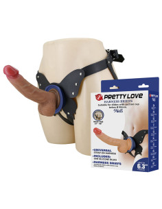 PRETTY LOVE YETI STRAP ON HARNESS WITH SUCTION DILDO FLESH