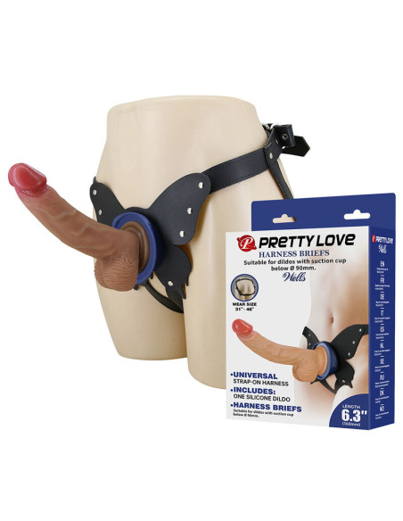 PRETTY LOVE YETI STRAP ON HARNESS WITH SUCTION DILDO FLESH
