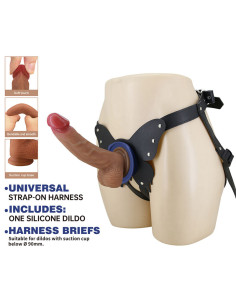 PRETTY LOVE YETI STRAP ON HARNESS WITH SUCTION DILDO FLESH 2