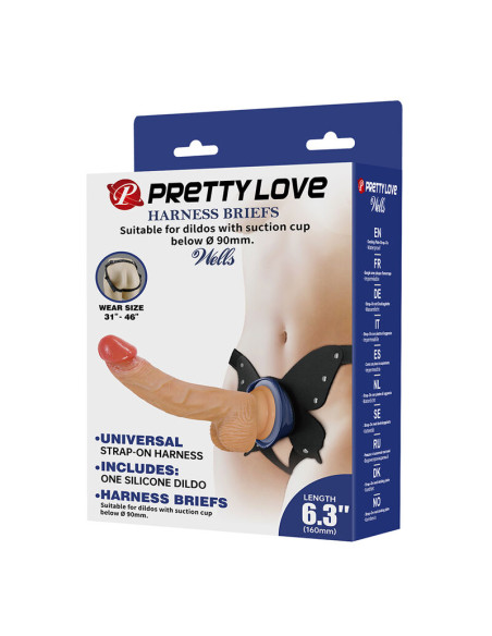 PRETTY LOVE YETI STRAP ON HARNESS WITH SUCTION DILDO FLESH