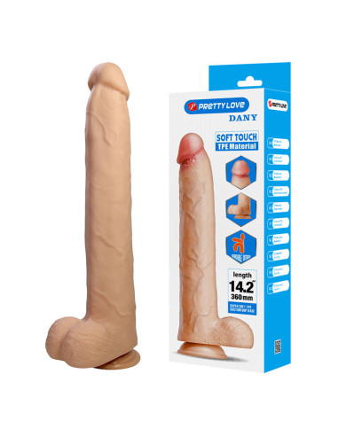 PRETTY LOVE DANY FLEXIBLE REALISTIC DILDO WITH SUCTION CUP 36 CM O 56 CM