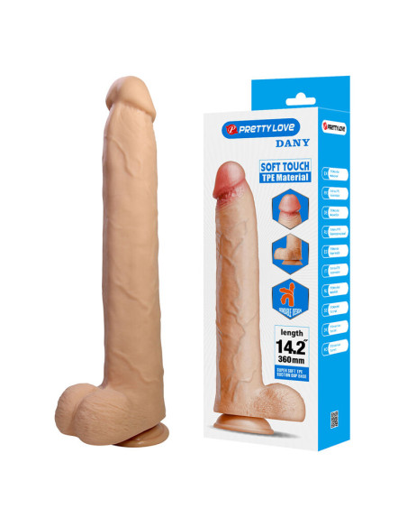 PRETTY LOVE DANY FLEXIBLE REALISTIC DILDO WITH SUCTION CUP 36 CM O 56 CM