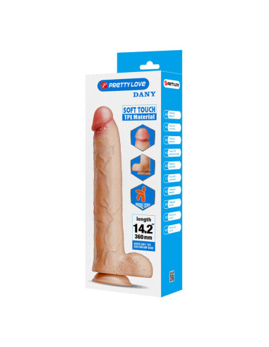 PRETTY LOVE DANY FLEXIBLE REALISTIC DILDO WITH SUCTION CUP 36 CM O 56 CM