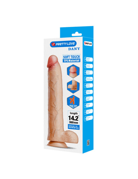 PRETTY LOVE DANY FLEXIBLE REALISTIC DILDO WITH SUCTION CUP 36 CM O 56 CM