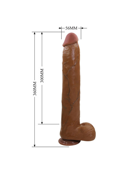 PRETTY LOVE DANY REALISTIC FLEXIBLE DILDO WITH SUCTION CUP 36 CM O 56 CM BROWN