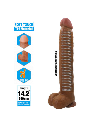 PRETTY LOVE DANY REALISTIC FLEXIBLE DILDO WITH SUCTION CUP 36 CM O 56 CM BROWN