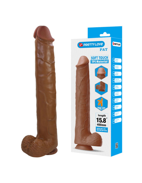PRETTY LOVE PAT REALISTIC FLEXIBLE DILDO WITH SUCTION CUP 40 CM O 6 CM BROWN