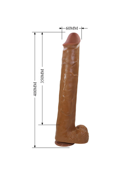 PRETTY LOVE PAT REALISTIC FLEXIBLE DILDO WITH SUCTION CUP 40 CM O 6 CM BROWN