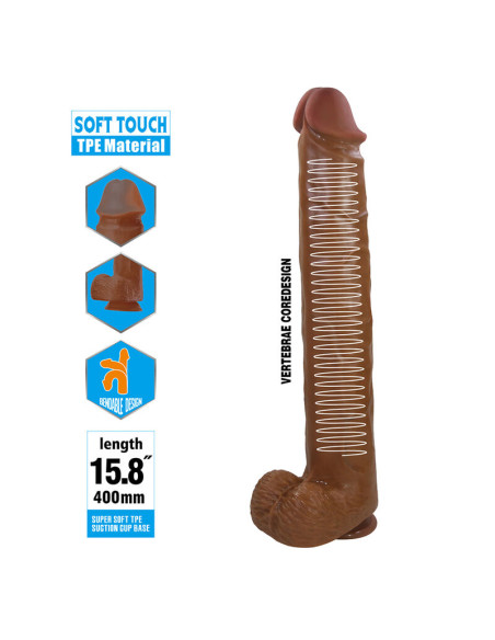 PRETTY LOVE PAT REALISTIC FLEXIBLE DILDO WITH SUCTION CUP 40 CM O 6 CM BROWN