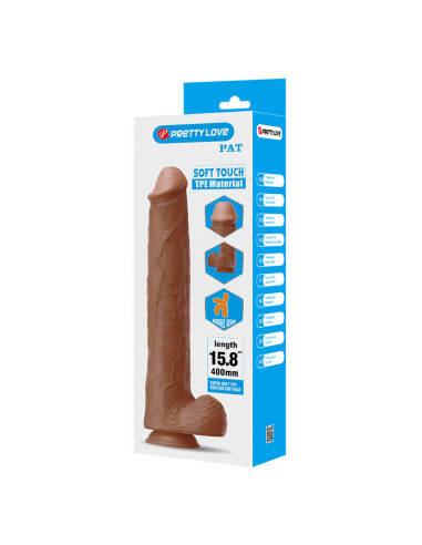 PRETTY LOVE PAT REALISTIC FLEXIBLE DILDO WITH SUCTION CUP 40 CM O 6 CM BROWN