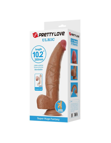 PRETTY LOVE ULRIC REALISTIC FLEXIBLE DILDO 26 CM O 55 CM TPE BROWN